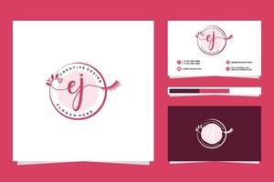 collections de logos féminins ej initiaux et modèle de carte de visite vecteur premium