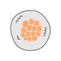 un rouleau de sushi au saumon dans un style plat de doodle de dessin animé. illustration vectorielle de nourriture japonaise. vecteur