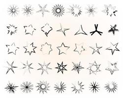ensemble d'étoiles fantaisie lignes forme icône soleil flare décoratif abstrait fond motif illustration vectorielle vecteur
