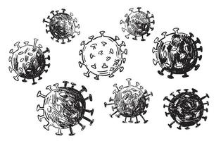 coronavirus, covid-19, illustration vectorielle dessinée à la main vecteur