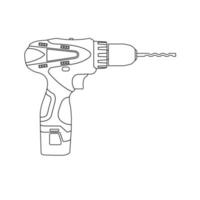 illustration de l'icône de contour de perceuse à main sur fond blanc isolé vecteur