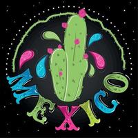 affiche viva mexico avec un joli vecteur de cactus