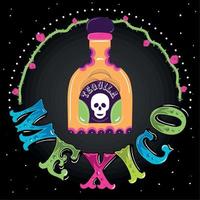 affiche viva mexico avec vecteur icône tequila