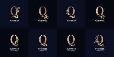 lettre de collection q logo avec ornement de luxe vecteur