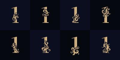 logo de la collection numéro 1 avec ornement de luxe vecteur