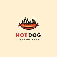 hot dog logo saucisse avec flamme vector art illustration bon pour restaurant ou café