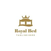 création de logo de meubles de luxe haut de gamme. illustration vectorielle lit royal. vecteur