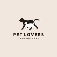 chien et chat animal de compagnie logo graphique vecteur icône illustration