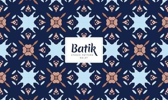 batik indonésien traditionnel décoratif motifs floraux vecteur bleu crème