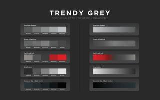 palettes de couleurs grises, schémas de couleurs, dégradés de couleurs. ensemble d'éléments de couleur de conception Web moderne pour la mise en page graphique, le modèle de site Web, la conception ui ux. vecteur