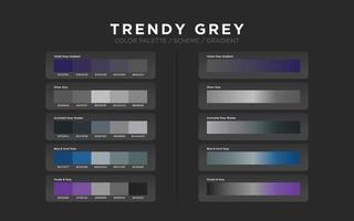 palettes de couleurs grises, schémas de couleurs, dégradés de couleurs. ensemble d'éléments de couleur de conception Web moderne pour la mise en page graphique, le modèle de site Web, la conception ui ux. vecteur