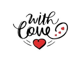 lettrage à la main saint valentin avec amour coeur typographie citations calligraphie saint valentin carte de voeux fond vecteur