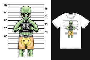 mauvaise illustration extraterrestre avec vecteur premium de conception de tshirt