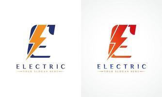 logo de lettre e avec conception de vecteur de boulon de tonnerre de foudre. boulon électrique lettre e logo illustration vectorielle.