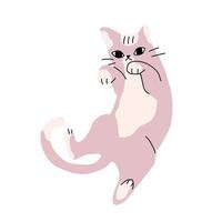 illustration de j'ai solé un chat rose mignon, pose drôle étrange. vecteur