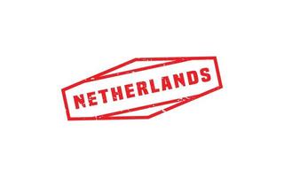 Timbre Pays-Bas en caoutchouc avec style grunge sur fond blanc vecteur
