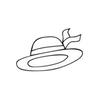 chapeau de femme doodle avec une illustration de ruban vecteur