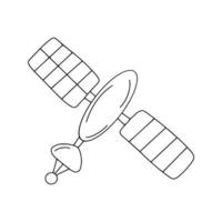 satellite artificiel dans l'espace. technologie cosmique de vecteur de doodle