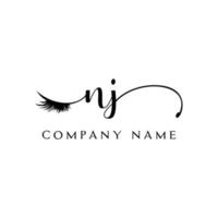 initiale nj logo écriture salon de beauté mode moderne luxe lettre vecteur