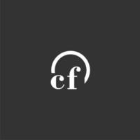 logo monogramme initial cf avec un design de ligne de cercle créatif vecteur