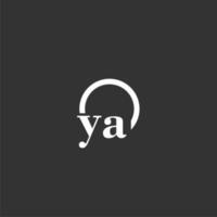 ya logo monogramme initial avec un design de ligne de cercle créatif vecteur