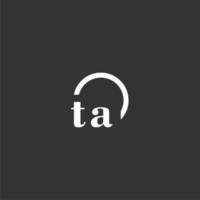 ta logo monogramme initial avec un design de ligne de cercle créatif vecteur