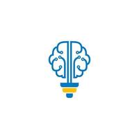 conception de logo de cerveau, lampe de cerveau vecteur