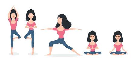 femmes pratiquant des poses de yoga vecteur