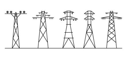 art de la ligne électrique. différents poteaux électriques. vecteur