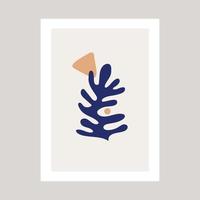 affiche abstraite avec dessin de corail de mer dans le style henry matisse. vecteur