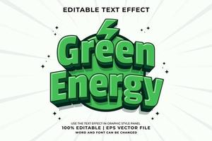 effet de texte modifiable - énergie verte 3d style de modèle de dessin animé traditionnel vecteur premium