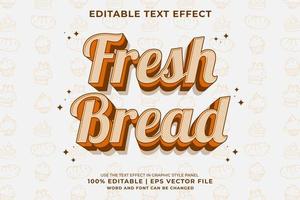 effet de texte modifiable - pain frais 3d style de modèle de dessin animé traditionnel vecteur premium