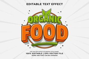 effet de texte modifiable - étiquette d'aliments biologiques style de modèle de dessin animé traditionnel 3d vecteur premium