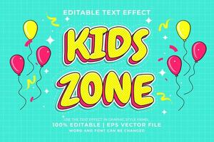 effet de texte modifiable - vecteur premium de style de modèle de dessin animé de zone pour enfants