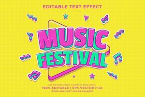 effet de texte modifiable - vecteur premium de style de modèle de dessin animé de festival de musique