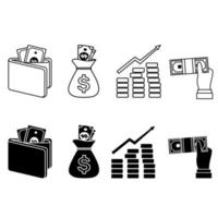 ensemble de vecteurs d'icônes d'argent. collection de signes d'illustration de finances. symbole bancaire. vecteur