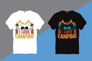 j'aime le t-shirt de citation de camping vecteur