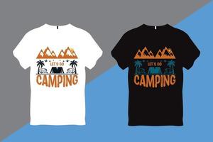 allons au camping t-shirt devis de camping vecteur