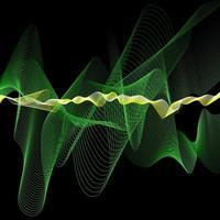 vague de points et de lignes. fond abstrait d'ondes sonores vertes. structure des connexions réseau. vecteur