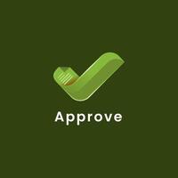 approuver le logo avec du papier vert, parfait avec l'agence de logo entreprise, financière, société vecteur