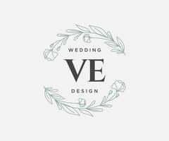 ve initiales lettre mariage monogramme logos collection, modèles minimalistes et floraux modernes dessinés à la main pour cartes d'invitation, réservez la date, identité élégante pour restaurant, boutique, café en image vectorielle vecteur