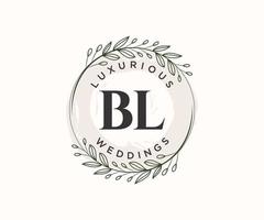 modèle de logos de monogramme de mariage lettre initiales bl, modèles minimalistes et floraux modernes dessinés à la main pour cartes d'invitation, réservez la date, identité élégante. vecteur