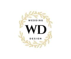 wd initiales lettre collection de logos de monogramme de mariage, modèles minimalistes et floraux modernes dessinés à la main pour cartes d'invitation, réservez la date, identité élégante pour restaurant, boutique, café en image vectorielle vecteur