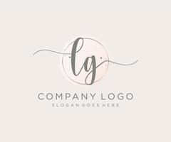 logo féminin lg initial. utilisable pour les logos nature, salon, spa, cosmétique et beauté. élément de modèle de conception de logo vectoriel plat.