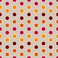 motif sans couture à pois chevauchant fond brun design pour la décoration, cercle rouge jaune orange rouge foncé pour papier d'emballage, toile de fond, carte, impression, papier peint, site Web vecteur