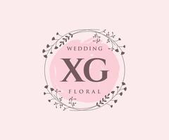 xg initiales lettre modèle de logos de monogramme de mariage, modèles minimalistes et floraux modernes dessinés à la main pour cartes d'invitation, réservez la date, identité élégante. vecteur