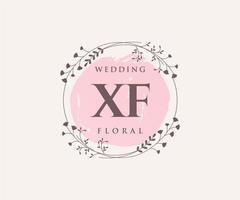 modèle de logos de monogramme de mariage lettre initiales xf, modèles minimalistes et floraux modernes dessinés à la main pour cartes d'invitation, réservez la date, identité élégante. vecteur