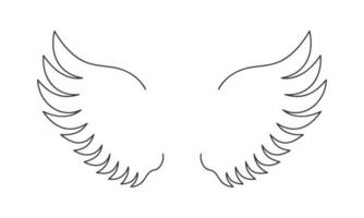 ailes d'ange ou d'oiseau volantes. conception simple dans le style de contour. concept de liberté ou d'esprit vecteur