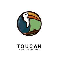 création de logo de mascotte d'oiseau toucan avec un style de concept d'illustration moderne vecteur