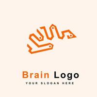 modèle de conception de logo de cerveau de pixel. vecteur de logo de cerveau de réseau.